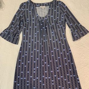 Jude Connally Blue and Black Patterned Midi Dress